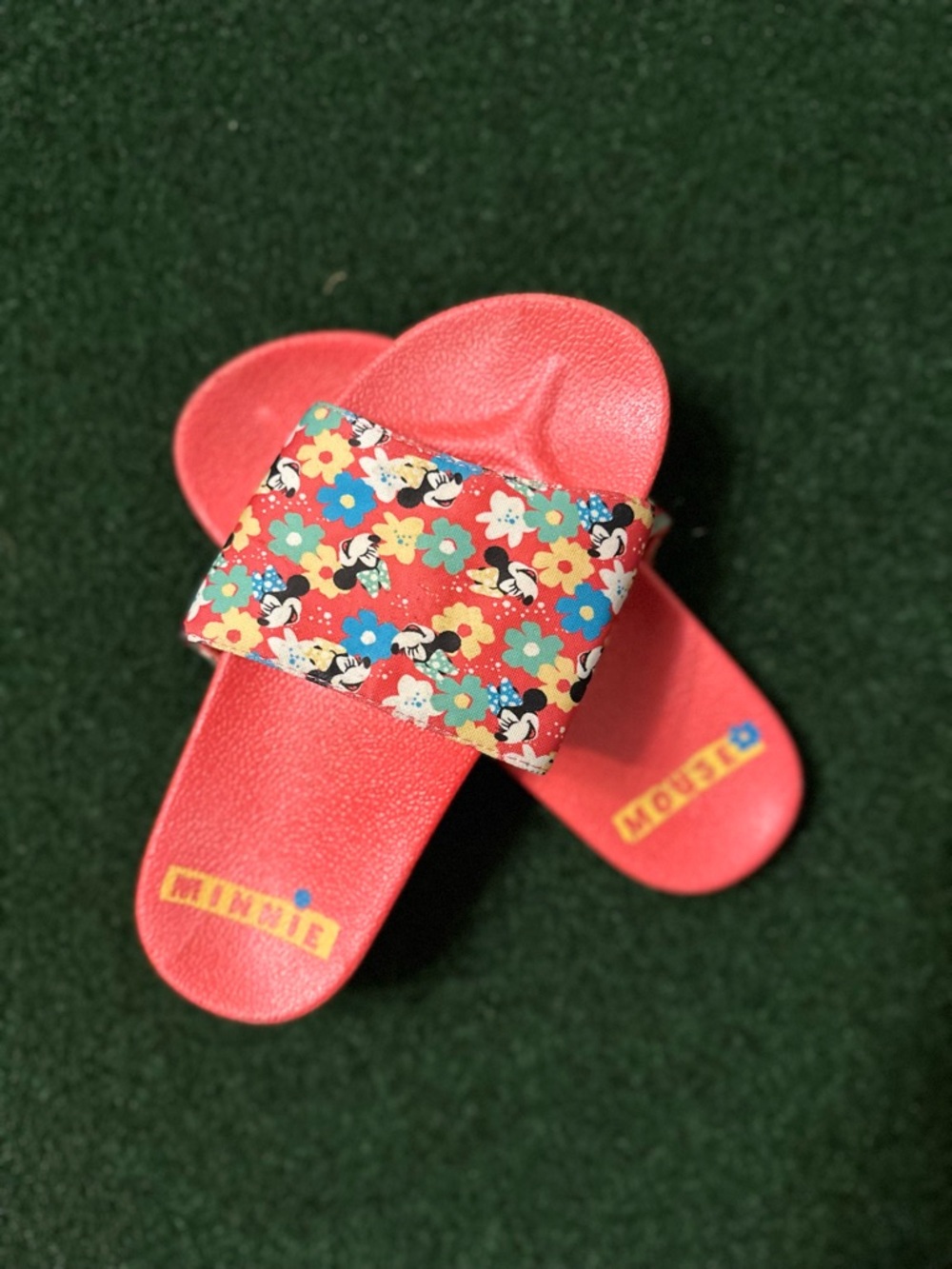 Disney Red Kids Slide Sandals with Floral Minnie Print - Picture 6 of 6